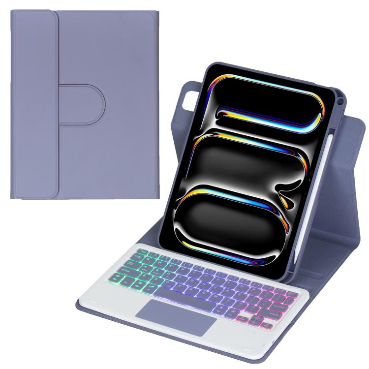 Bao da bàn phím Bluetooth có đèn nền xoay 360 độ với bàn di chuột, Dành cho iPad Pro 11 2025 / 2024, Dành cho iPad 2025 / 2022, Dành cho iPad Air 11 2025 / iPad Pro 11 2022, Dành cho iPad 10.2 2021 / 2019 / iPad Air 3