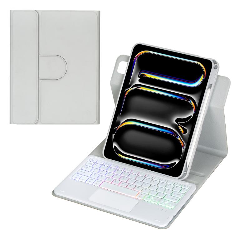 Bao da bàn phím Bluetooth có đèn nền xoay 360 độ với bàn di chuột, Dành cho iPad Pro 11 2025 / 2024, Dành cho iPad 2025 / 2022, Dành cho iPad Air 11 2025 / iPad Pro 11 2022, Dành cho iPad 10.2 2021 / 2019 / iPad Air 3