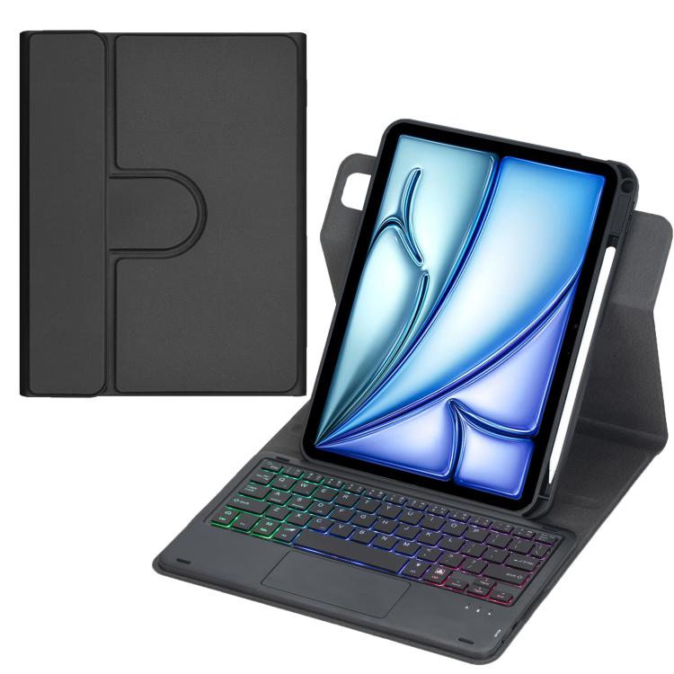 Bao da bàn phím Bluetooth có đèn nền xoay 360 độ với bàn di chuột, Dành cho iPad Pro 11 2025 / 2024, Dành cho iPad 2025 / 2022, Dành cho iPad Air 11 2025 / iPad Pro 11 2022, Dành cho iPad 10.2 2021 / 2019 / iPad Air 3