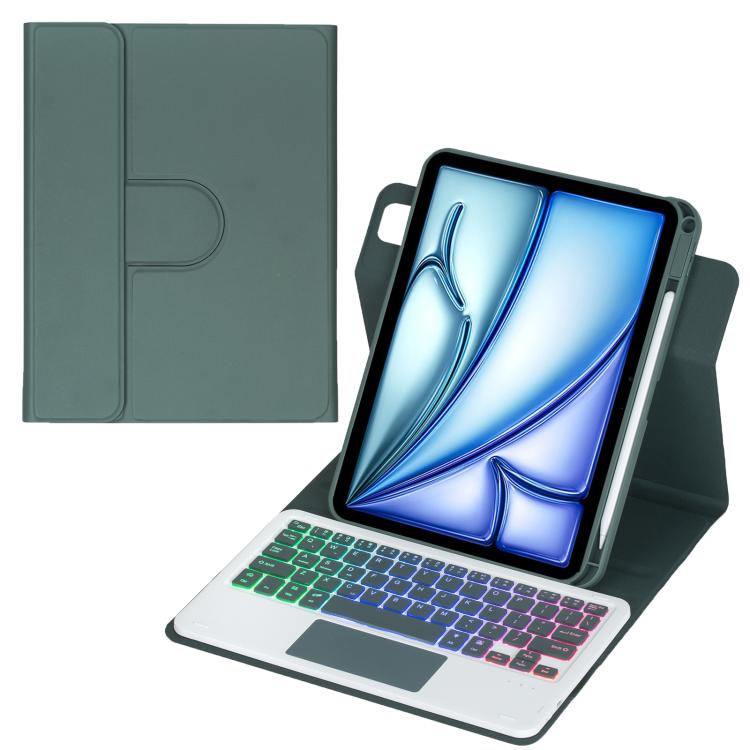 Bao da bàn phím Bluetooth có đèn nền xoay 360 độ với bàn di chuột, Dành cho iPad Pro 11 2025 / 2024, Dành cho iPad 2025 / 2022, Dành cho iPad Air 11 2025 / iPad Pro 11 2022, Dành cho iPad 10.2 2021 / 2019 / iPad Air 3