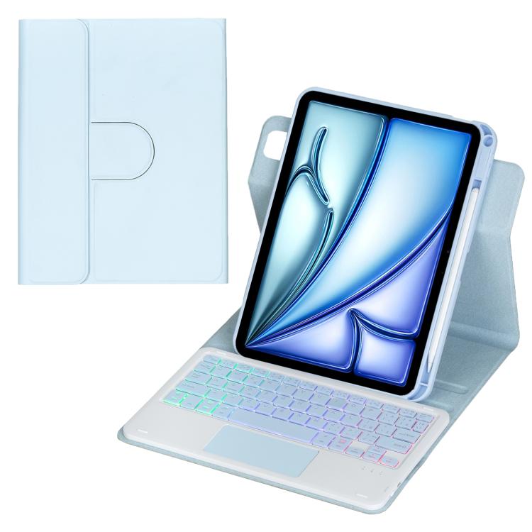 Bao da bàn phím Bluetooth có đèn nền xoay 360 độ với bàn di chuột, Dành cho iPad Pro 11 2025 / 2024, Dành cho iPad 2025 / 2022, Dành cho iPad Air 11 2025 / iPad Pro 11 2022, Dành cho iPad 10.2 2021 / 2019 / iPad Air 3