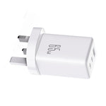 JOYROOM JR-TG10 Sạc GaN 65W 3 cổng USB, 2 cổng Type-C, kèm cáp Type-C sang 8 Pin, phích cắm UK