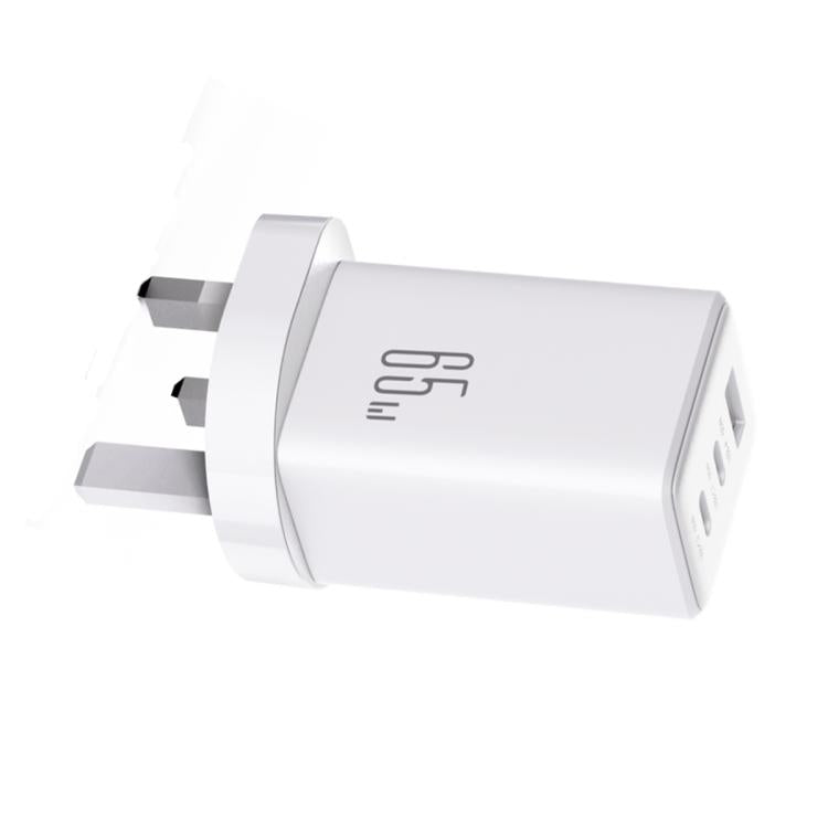JOYROOM JR-TG10 Sạc GaN 65W 3 cổng USB, 2 cổng Type-C, kèm cáp Type-C sang 8 Pin, phích cắm UK