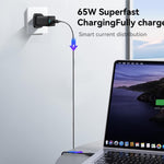 JOYROOM JR-TG10 Sạc GaN 65W 3 cổng USB, 2 cổng Type-C, kèm cáp Type-C sang 8 Pin, phích cắm UK