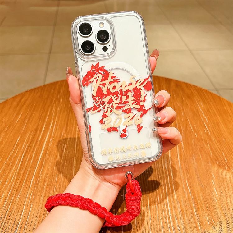 Ốp điện thoại toàn diện nam châm Acrylic hình năm con ngựa kèm dây đeo, dành cho iPhone 13, iPhone 12, iPhone 12 Pro Max, iPhone 12 Pro