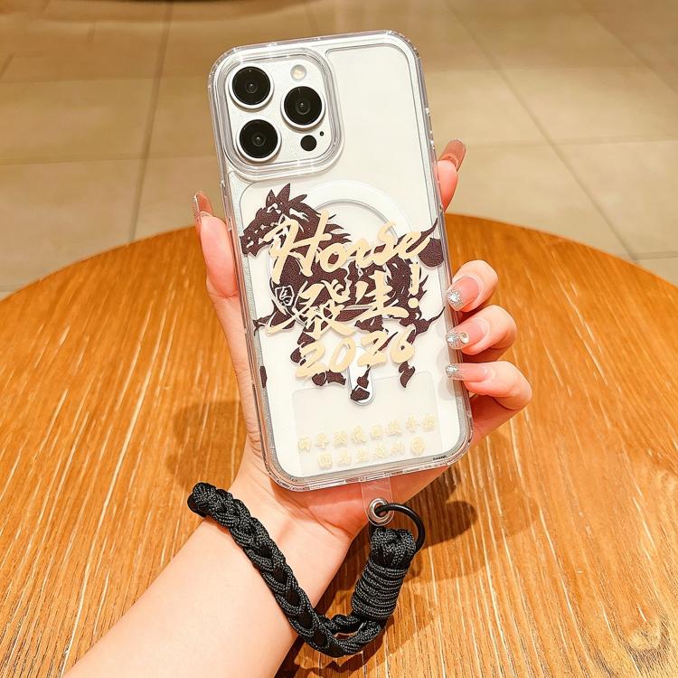 Ốp điện thoại toàn diện nam châm Acrylic hình năm con ngựa kèm dây đeo, dành cho iPhone 13, iPhone 12, iPhone 12 Pro Max, iPhone 12 Pro