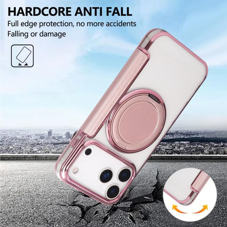 Ốp lưng điện thoại da thuần chay mạ nam châm siêu mỏng có giá đỡ xoay, dành cho iPhone 17e / 16e, iPhone 17 Pro Max, iPhone 17 Pro, iPhone 17, iPhone Air, iPhone 16 Pro Max