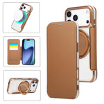 Ốp lưng điện thoại da thuần chay mạ nam châm siêu mỏng có giá đỡ xoay, dành cho iPhone 17e / 16e, iPhone 17 Pro Max, iPhone 17 Pro, iPhone 17, iPhone Air, iPhone 16 Pro Max
