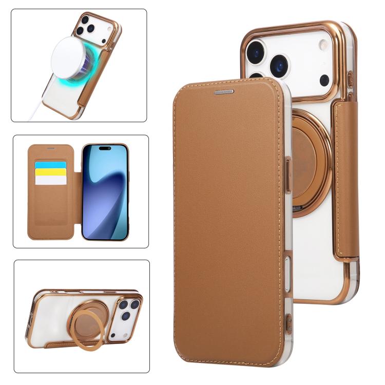 Ốp lưng điện thoại da thuần chay mạ nam châm siêu mỏng có giá đỡ xoay, dành cho iPhone 17e / 16e, iPhone 17 Pro Max, iPhone 17 Pro, iPhone 17, iPhone Air, iPhone 16 Pro Max