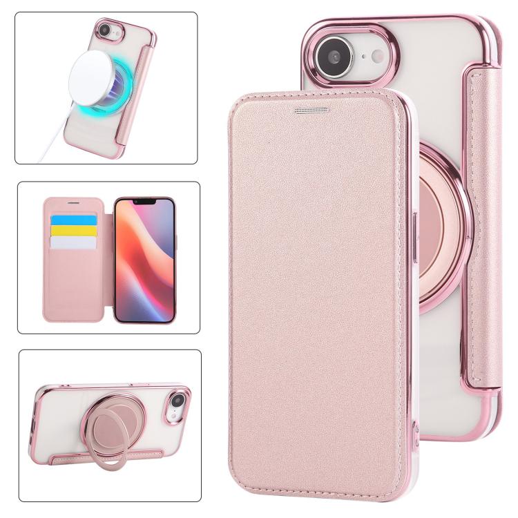 Ốp lưng điện thoại da thuần chay mạ nam châm siêu mỏng có giá đỡ xoay, dành cho iPhone 17e / 16e, iPhone 17 Pro Max, iPhone 17 Pro, iPhone 17, iPhone Air, iPhone 16 Pro Max