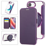 Ốp lưng điện thoại da thuần chay mạ nam châm siêu mỏng có giá đỡ xoay, dành cho iPhone 17e / 16e, iPhone 17 Pro Max, iPhone 17 Pro, iPhone 17, iPhone Air, iPhone 16 Pro Max