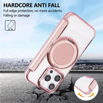 Ốp lưng điện thoại da thuần chay mạ nam châm siêu mỏng có giá đỡ xoay, dành cho iPhone 16 Pro, iPhone 16 Plus, iPhone 16, iPhone 15 Pro Max, iPhone 15 Pro, iPhone 15 Plus / 14 Plus