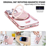 Ốp lưng điện thoại da thuần chay mạ nam châm siêu mỏng có giá đỡ xoay, dành cho iPhone 16 Pro, iPhone 16 Plus, iPhone 16, iPhone 15 Pro Max, iPhone 15 Pro, iPhone 15 Plus / 14 Plus