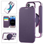 Ốp lưng điện thoại da thuần chay mạ nam châm siêu mỏng có giá đỡ xoay, dành cho iPhone 16 Pro, iPhone 16 Plus, iPhone 16, iPhone 15 Pro Max, iPhone 15 Pro, iPhone 15 Plus / 14 Plus