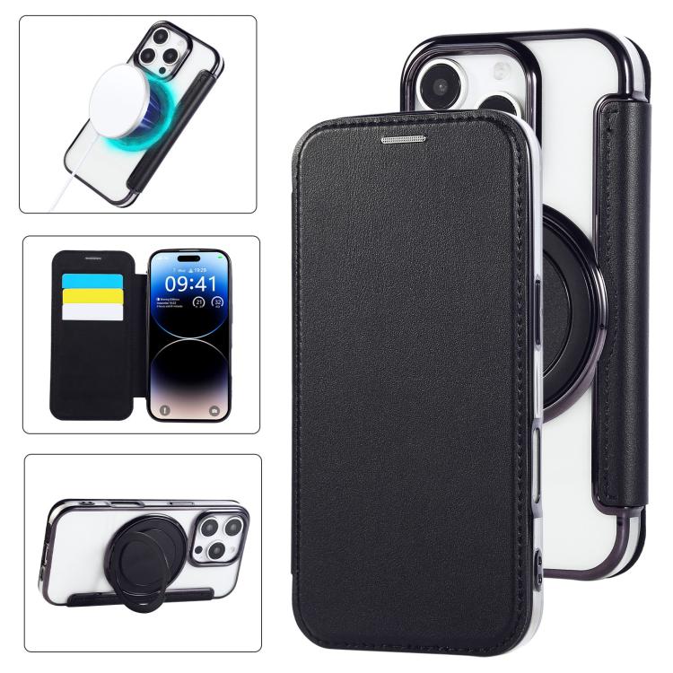 Ốp lưng điện thoại da thuần chay mạ nam châm siêu mỏng có giá đỡ xoay, dành cho iPhone 16 Pro, iPhone 16 Plus, iPhone 16, iPhone 15 Pro Max, iPhone 15 Pro, iPhone 15 Plus / 14 Plus