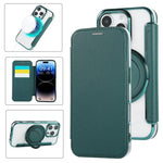Ốp lưng điện thoại da thuần chay mạ nam châm siêu mỏng có giá đỡ xoay, dành cho iPhone 16 Pro, iPhone 16 Plus, iPhone 16, iPhone 15 Pro Max, iPhone 15 Pro, iPhone 15 Plus / 14 Plus
