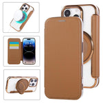 Ốp lưng điện thoại da thuần chay mạ nam châm siêu mỏng có giá đỡ xoay, dành cho iPhone 16 Pro, iPhone 16 Plus, iPhone 16, iPhone 15 Pro Max, iPhone 15 Pro, iPhone 15 Plus / 14 Plus