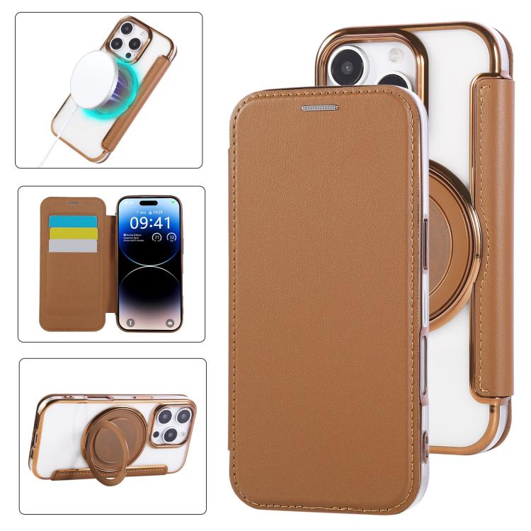 Ốp lưng điện thoại da thuần chay mạ nam châm siêu mỏng có giá đỡ xoay, dành cho iPhone 16 Pro, iPhone 16 Plus, iPhone 16, iPhone 15 Pro Max, iPhone 15 Pro, iPhone 15 Plus / 14 Plus