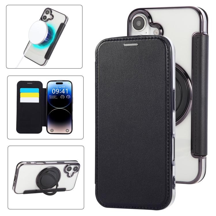 Ốp lưng điện thoại da thuần chay mạ nam châm siêu mỏng có giá đỡ xoay, dành cho iPhone 16 Pro, iPhone 16 Plus, iPhone 16, iPhone 15 Pro Max, iPhone 15 Pro, iPhone 15 Plus / 14 Plus