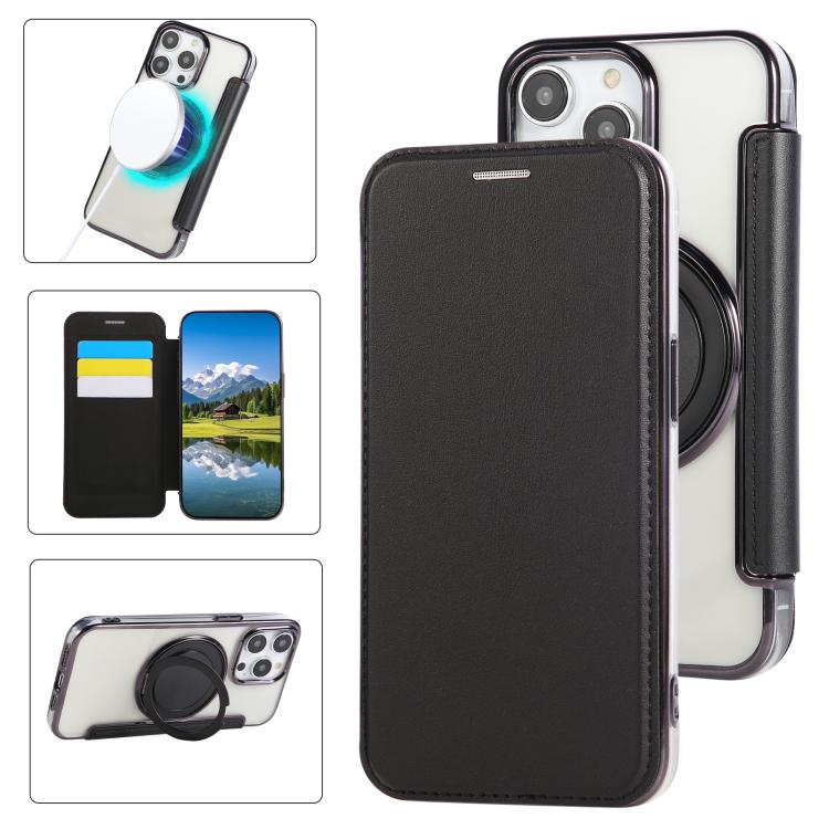 Ốp lưng điện thoại da thuần chay mạ nam châm siêu mỏng có giá đỡ xoay, dành cho iPhone 16 Pro, iPhone 16 Plus, iPhone 16, iPhone 15 Pro Max, iPhone 15 Pro, iPhone 15 Plus / 14 Plus