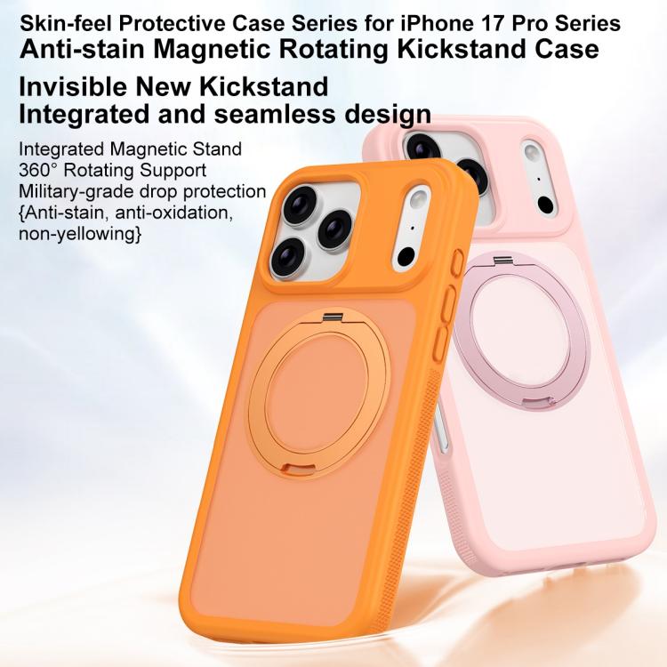 Ốp lưng điện thoại giáp nam châm chống bẩn thân thiện với da có giá đỡ xoay, dành cho iPhone 17 Pro Max, iPhone 17 Pro
