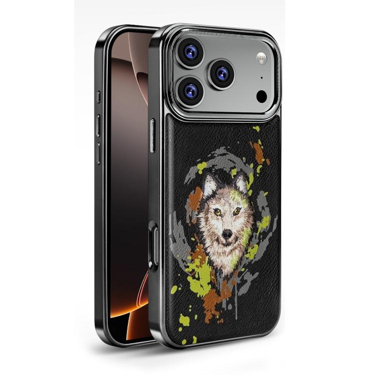 Ốp lưng điện thoại da thuần chay thêu graffiti mạ điện giáp nam châm, dành cho iPhone 17 Pro Max, iPhone 17 Pro, iPhone 17, iPhone Air, iPhone 16 Pro Max, iPhone 16 Pro, iPhone 16 Plus, iPhone 16, iPhone 15 Pro Max
