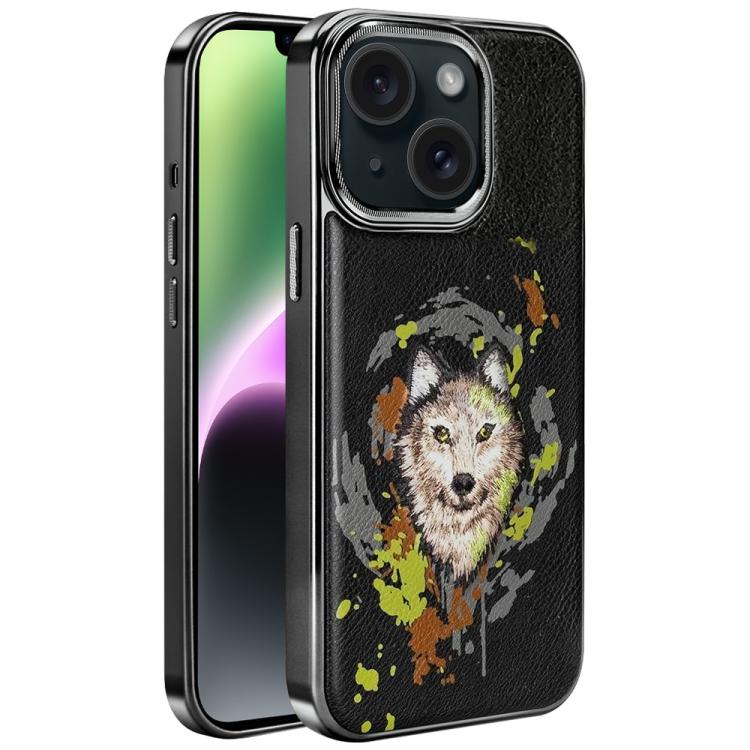 Ốp lưng điện thoại bằng da thuần chay thêu graffiti, có nam châm điện phân, cho iPhone 14 Plus, iPhone 14, iPhone 14 Pro, iPhone 14 Pro Max