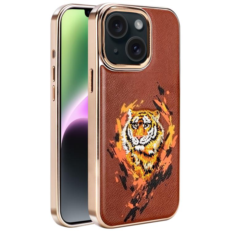 Ốp lưng điện thoại bằng da thuần chay thêu graffiti, có nam châm điện phân, cho iPhone 14 Plus, iPhone 14, iPhone 14 Pro, iPhone 14 Pro Max