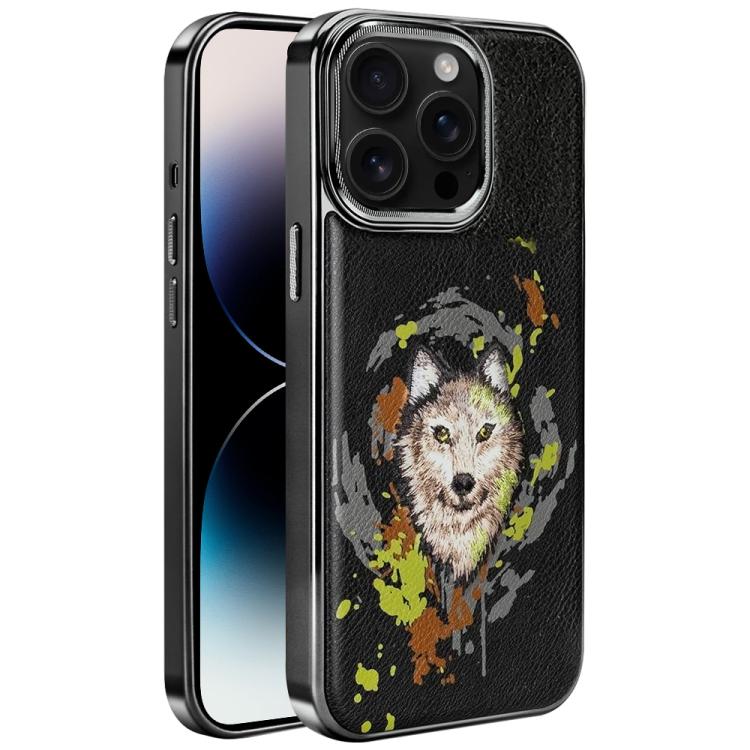 Ốp lưng điện thoại bằng da thuần chay thêu graffiti, có nam châm điện phân, cho iPhone 14 Plus, iPhone 14, iPhone 14 Pro, iPhone 14 Pro Max