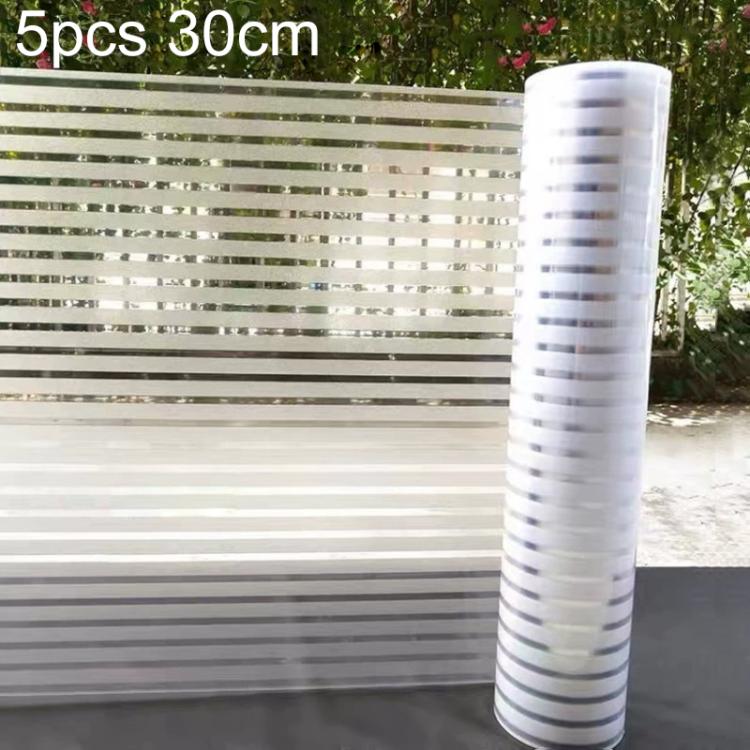 5pcs/Pack Static Electricity Anti-Collision Striped Frosted Privacy Glass Sticker, Small Stripes 30cm x 1m, Small Stripes 40cm x 1m, Small Stripes 50cm x 1m, Large Stripes 30cm x 1m, Large Stripes 40cm x 1m, Large Stripes 50cm x 1m