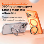 Ốp lưng điện thoại bằng da thuần chay có nam châm với chân đế xoay 360 độ, cho iPhone 17 Pro Max, iPhone 17 Pro, iPhone 17