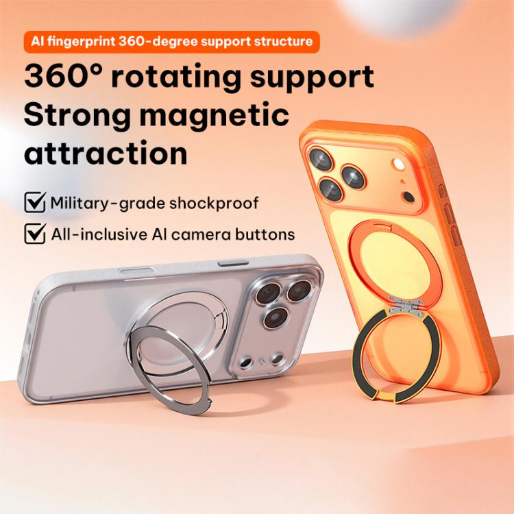 Ốp lưng điện thoại bằng da thuần chay có nam châm với chân đế xoay 360 độ, cho iPhone 17 Pro Max, iPhone 17 Pro, iPhone 17