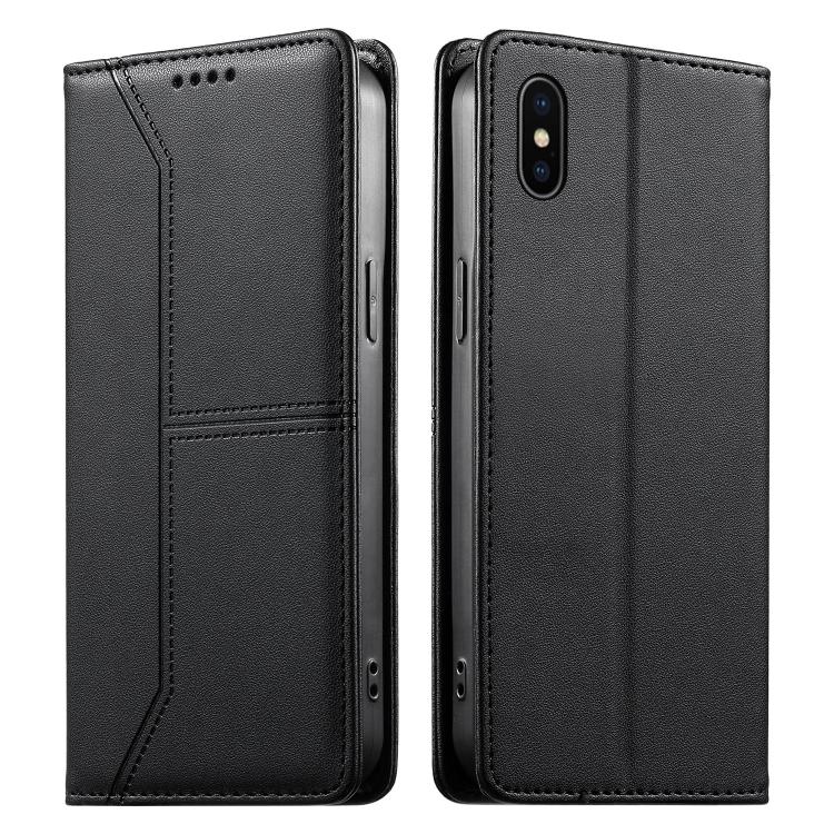 Stitched Line Magnetic RFID Vegan Leather Phone Case, For iPhone X / XS, For iPhone XR, For iPhone XS Max, For iPhone 8 Plus / 7 Plus