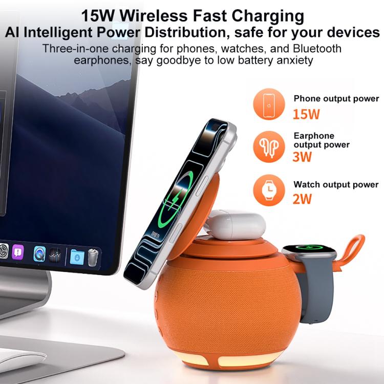 Loa Bluetooth đa năng ZGA WX08 15W, sạc không dây cho điện thoại và đồng hồ, WX08