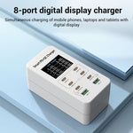 A8C 2 x USB-A and 6 x USB-C / Type-C Ports Desktop Digital Display Multi-Port Charger, US Plug, EU Plug, UK Plug, AU Plug