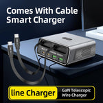 WXL-60C 6-in-1 Desktop Multi Ports Charging Station Built-in Dual Telescopic Cables, WXL-60C