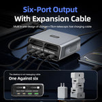 WXL-60C 6-in-1 Desktop Multi Ports Charging Station Built-in Dual Telescopic Cables, WXL-60C