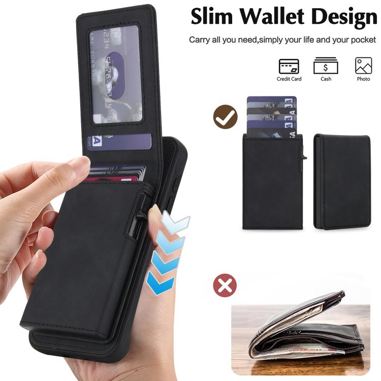 Ốp lưng điện thoại giả da phong cách retro có thể tháo rời, túi đựng thẻ bật lò xo, nam châm và RFID, cho iPhone 17e / 16e, iPhone 17 Pro Max, iPhone 17 Pro, iPhone 15 Plus, iPhone 15, iPhone 14 Plus, iPhone 14 / 13, iPhone 12 / 12 Pro
