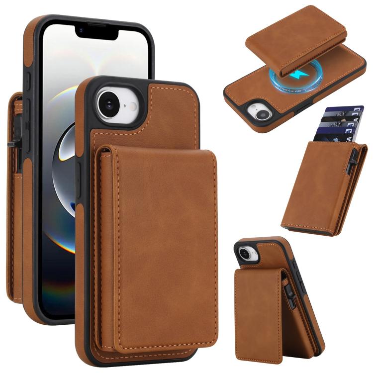 Ốp lưng điện thoại giả da phong cách retro có thể tháo rời, túi đựng thẻ bật lò xo, nam châm và RFID, cho iPhone 17e / 16e, iPhone 17 Pro Max, iPhone 17 Pro, iPhone 15 Plus, iPhone 15, iPhone 14 Plus, iPhone 14 / 13, iPhone 12 / 12 Pro