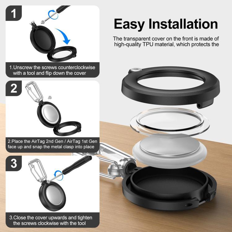Ốp bảo vệ chống nước kín hoàn toàn XDcase có móc, cho AirTag thế hệ 2 / thế hệ 1