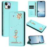 Ốp lưng điện thoại bằng da thuần chay đính kim cương hình cô gái múa ba-lê có RFID, cho iPhone 16 Pro, iPhone 16 Plus, iPhone 16, iPhone 15 Pro Max, iPhone 15 Pro, iPhone 15 Plus