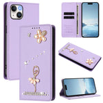 Ốp lưng điện thoại bằng da thuần chay đính kim cương hình cô gái múa ba-lê có RFID, cho iPhone 16 Pro, iPhone 16 Plus, iPhone 16, iPhone 15 Pro Max, iPhone 15 Pro, iPhone 15 Plus