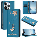 Ốp lưng điện thoại bằng da thuần chay đính kim cương hình cô gái múa ba-lê có RFID, cho iPhone 16 Pro, iPhone 16 Plus, iPhone 16, iPhone 15 Pro Max, iPhone 15 Pro, iPhone 15 Plus