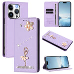 Ốp lưng điện thoại bằng da thuần chay đính kim cương hình cô gái múa ba-lê có RFID, cho iPhone 16 Pro, iPhone 16 Plus, iPhone 16, iPhone 15 Pro Max, iPhone 15 Pro, iPhone 15 Plus