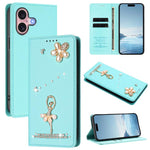 Ốp lưng điện thoại bằng da thuần chay đính kim cương hình cô gái múa ba-lê có RFID, cho iPhone 16 Pro, iPhone 16 Plus, iPhone 16, iPhone 15 Pro Max, iPhone 15 Pro, iPhone 15 Plus