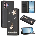 Ốp lưng điện thoại bằng da thuần chay đính kim cương hình cô gái múa ba-lê có RFID, cho iPhone 16 Pro, iPhone 16 Plus, iPhone 16, iPhone 15 Pro Max, iPhone 15 Pro, iPhone 15 Plus