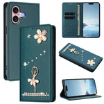 Ốp lưng điện thoại bằng da thuần chay đính kim cương hình cô gái múa ba-lê có RFID, cho iPhone 16 Pro, iPhone 16 Plus, iPhone 16, iPhone 15 Pro Max, iPhone 15 Pro, iPhone 15 Plus