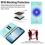Ốp lưng điện thoại bằng da thuần chay đính kim cương hình cô gái múa ba-lê có RFID, cho iPhone 17e / 16e, iPhone 17 Pro Max, iPhone 17 Pro, iPhone 17, iPhone Air, iPhone 16 Pro Max