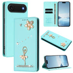 Ốp lưng điện thoại bằng da thuần chay đính kim cương hình cô gái múa ba-lê có RFID, cho iPhone 17e / 16e, iPhone 17 Pro Max, iPhone 17 Pro, iPhone 17, iPhone Air, iPhone 16 Pro Max