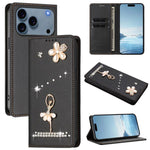 Ốp lưng điện thoại bằng da thuần chay đính kim cương hình cô gái múa ba-lê có RFID, cho iPhone 17e / 16e, iPhone 17 Pro Max, iPhone 17 Pro, iPhone 17, iPhone Air, iPhone 16 Pro Max